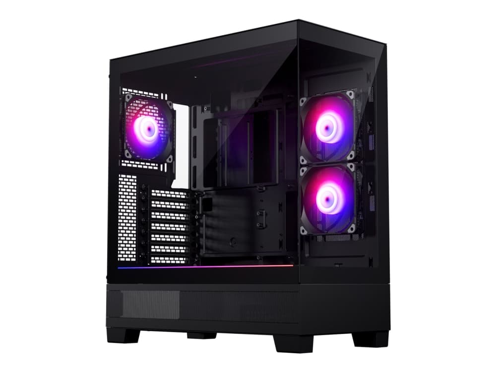 Phanteks XT View, Tower, PC, musta, ATX, EATX, mikro ATX, Mini-ITX, Akryylinitriilibutadieenistyreeni (ABS), Terästä, Karkaistu lasi