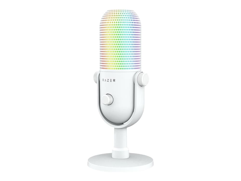 Razer Seiren V3 Chroma White - RGB-USB-mikrofoni, jossa on tap-to-mute-toiminto (RZ19-05060200-R3M1)