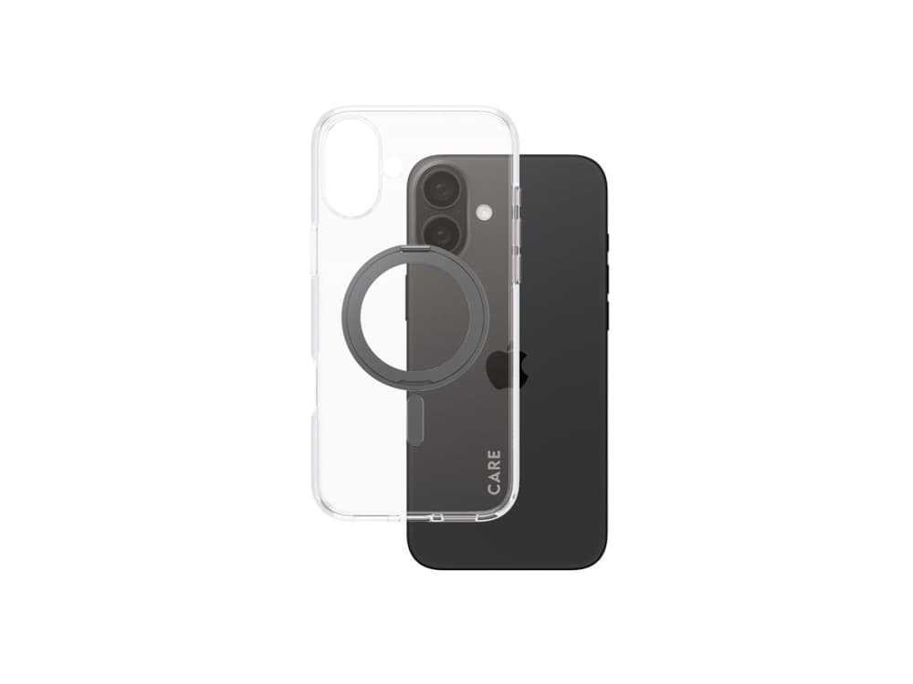 PanzerGlass CARE™ by ® Case Transparent w. Black Kickstand & MagSafe iPhone 16 Plus, Suojus, Apple, Apple - iPhone 16 Plus, musta