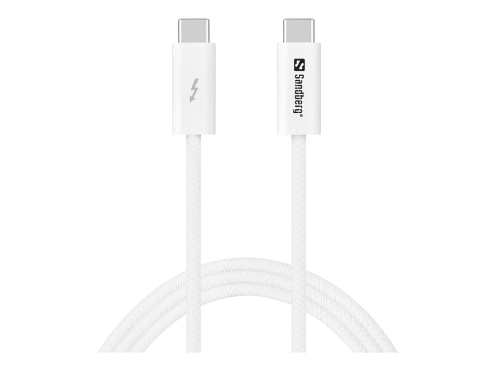 Sandberg 136-56, 1 m, USB C, USB C, USB4 Gen 3x2, 40 Gbit/s, Valkoinen