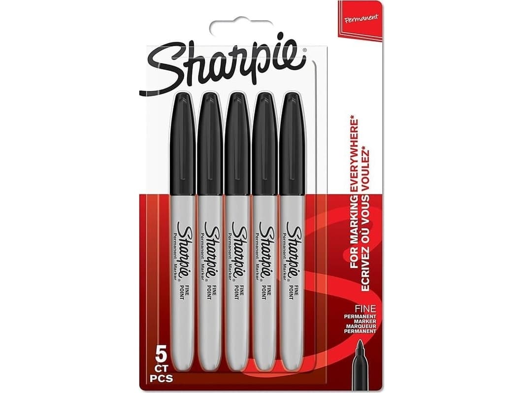 Sharpie Marker bullet tip F musta 0,9mm 5er Blisteri