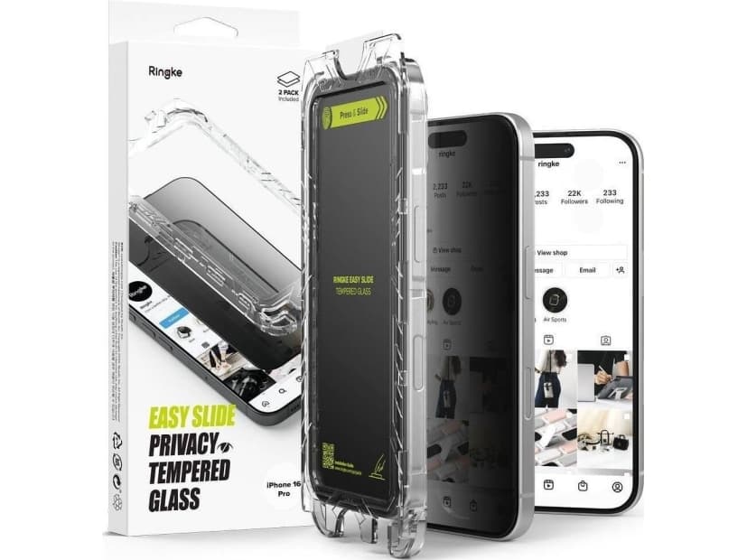 Ringke PRIVACY LASI RINGKE EASY SLIDE 2-PACK IPHONE 16 PRO PRIVACY