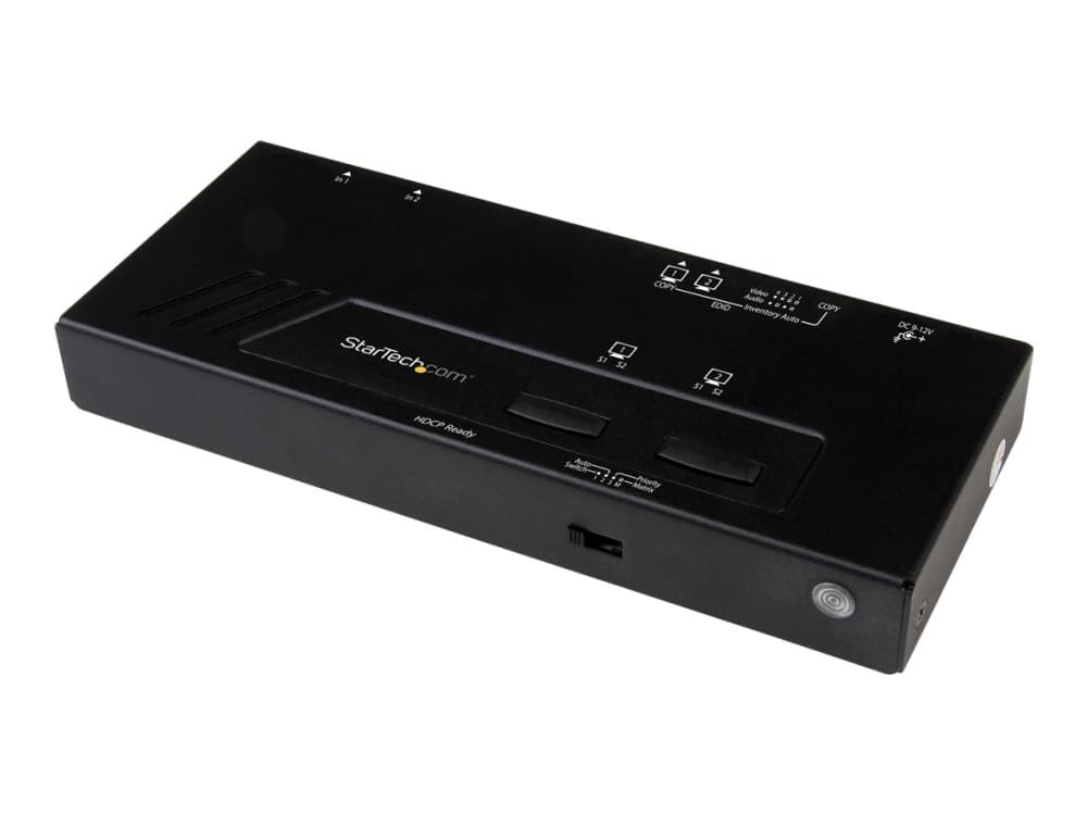 StarTech.com 2x2 HDMI Matrix Switcher - 4K UltraHD HDMI-kytkin nopealla kytkennällä, automaattisella tunnistuksella ja sarjavalvonnalla (VS222HD4K) - Video-/audiokytkin - 2 x HDMI - pöytätietokoneet