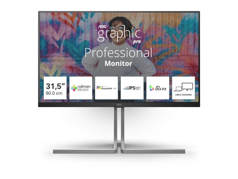 AOC U3 U32U3CV, 80 cm (31.5), 3840 x 2160 pikseliä, 4K Ultra HD, LCD, 4 ms, musta