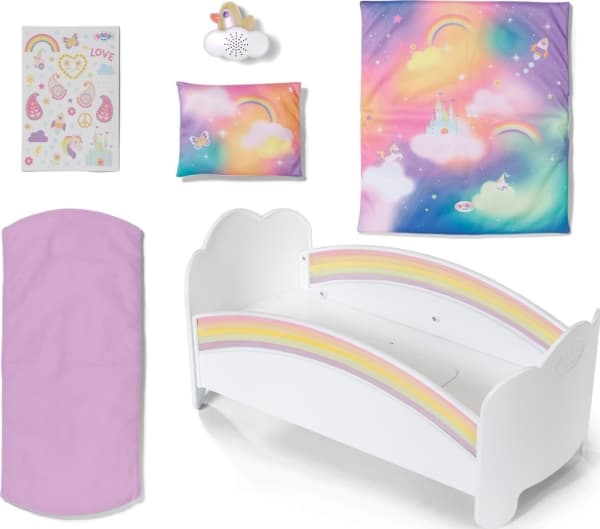 BABY born Rainbow Bed, Nuken sänky, 3 vuosi/vuosia, Tarvitsee patterit, Tukee ääniefektejä, Valoefektit