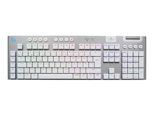 Logitech G G915 X - Näppäimistö - pelaaminen, LIGHTSPEED - täysikokoinen - taustavalaistu - langaton - Bluetooth, 2,4 GHz, USB-C - valkoinen