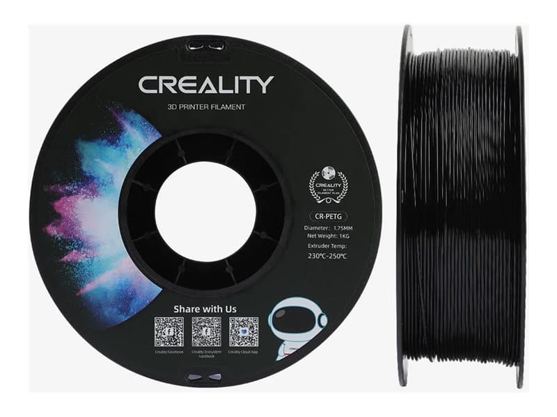 Creality 3D 3301030035. Tulostusmateriaali: Polyeteenitereftalaattiglykoli (PETG), Tulostusvärit: Musta, Tuotemerkin yhteensopivuus: Creality 3D. Paino: 1 kg, Halkaisija: 1,75 mm. Pakkauskohtainen määrä: 1 kpl, Pakkauksen leveys: 210 mm, Pakkauksen syvyys: 210 mm (3301030035)