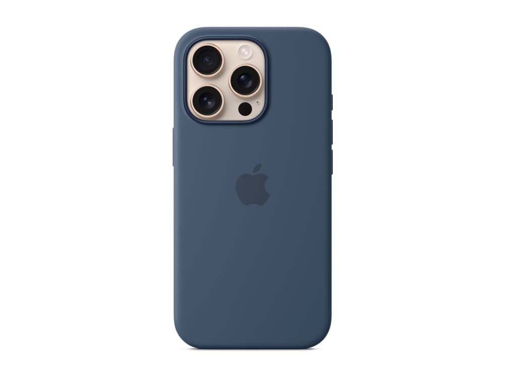 Applen silikonikotelo MagSafella iPhone 16 Prolle - Denim Blue, kansi, Apple, iPhone 16 Pro, 16 cm (6,3), sininen
