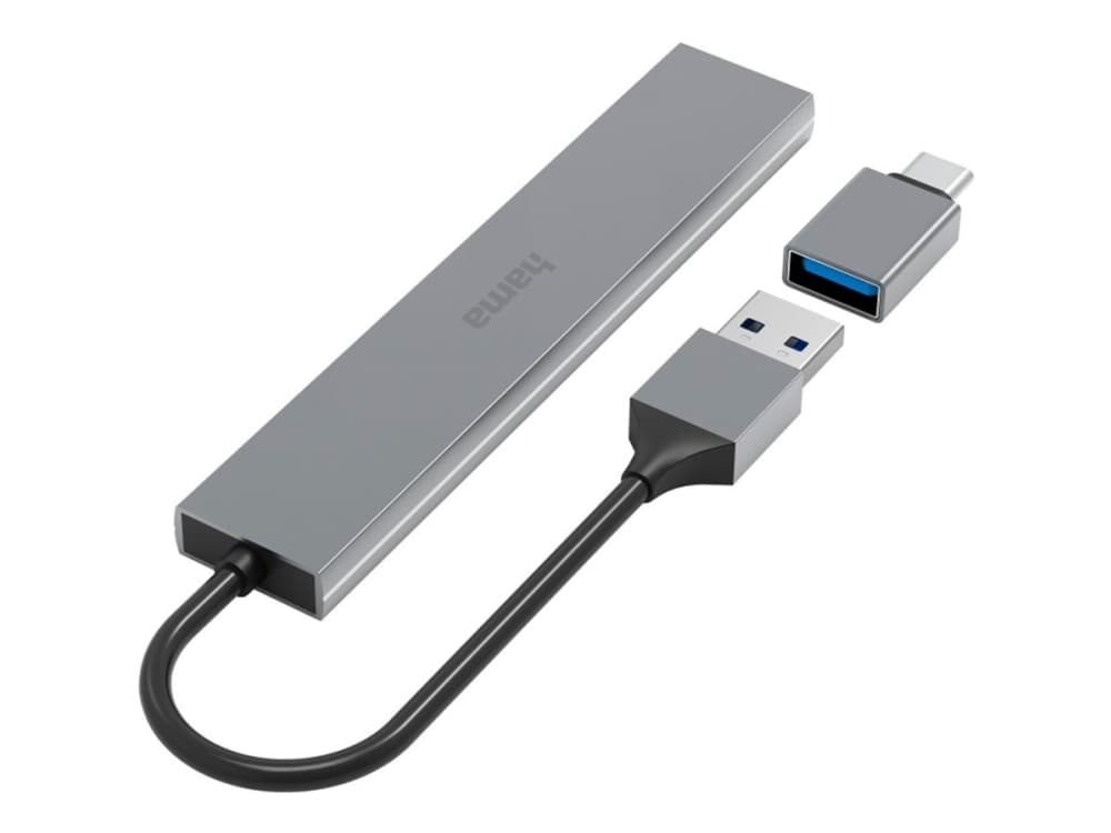 Hama 00200141, USB 3.2 Gen 1 (3.1 Gen 1) Type-A, USB 3.2 Gen 1 (3.1 Gen 1) Type-A, 5000 Mbit/s, Grå, Aluminium, 0,15 m