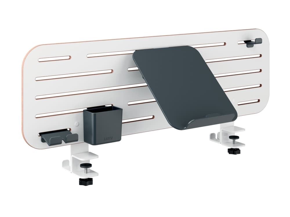 Leitz Ergo Pegboard organiseringstavle til skrivebordet med laptop holder, 80x25 cm hvid