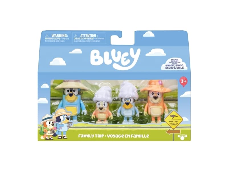 BLUEY Holiday Figure 4pk Family Trip