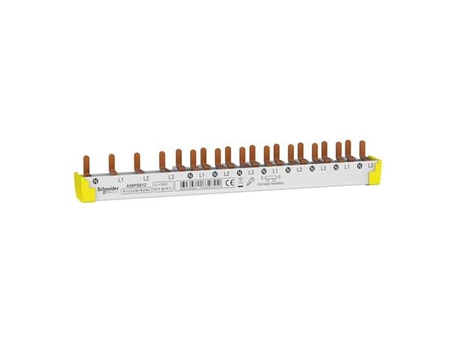 SCHNEIDER ELECTRIC Loop Rail 3PN 12M: 4P RCD 18mm pitch + N L1 N L2 N L3 N L1 N L2 N L3 N L1 N L2 N L3 N L1 N L2 N L3 9mm pitch mahdollistaa 1PN ja 3PN XP laitteiden yhdistämisen