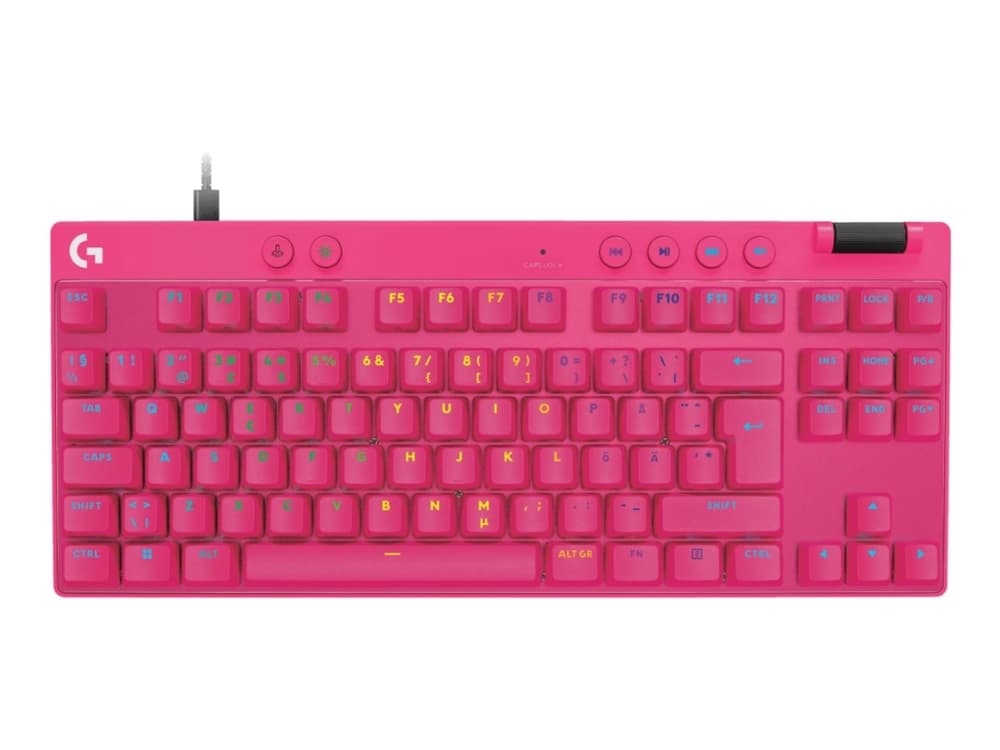 Logitech G PRO X TKL RAPID, Langallinen, USB, Magnetic-mechanical key switch, QWERTY, LED, Vaaleanpunainen