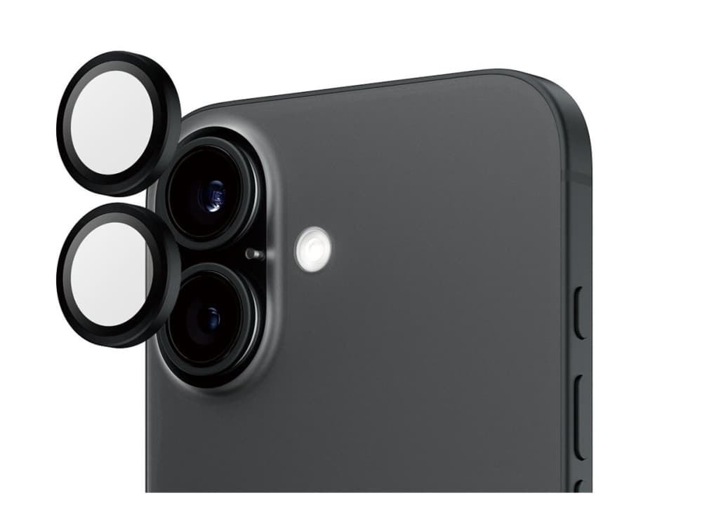 PanzerGlass ® Hoops® Camera Lens Protector Black iPhone 16 | 16 Plus, Apple, Apple - iPhone 16, Apple - iPhone 16 Plus, Asennus kuivana, Naarmuuntumisenkestävä, Iskunkestävä, musta, 1 kpl