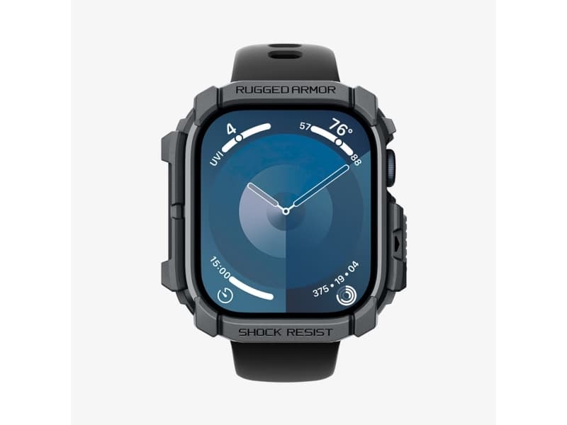 Spigen Rugged Armor, Box, SmartWatch, Tummanharmaa, Apple, Apple Watch 10 (42mm), Termoplastinen polyuretaani (TPU)