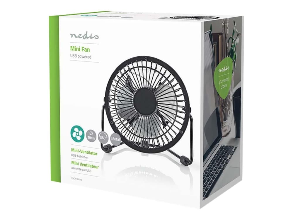 Nedis FNDK1BK10 - Jäähdytystuuletin - pöytätuuletin - 10 cm - musta