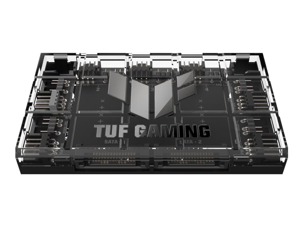 ASUS TUF Gaming ARGB PWM Fan Hub, Tuulettimen ohjain, musta, 4-pin, SATA, 115 mm, 69 mm