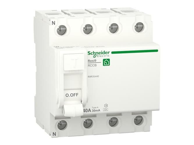 SCHNEIDER ELECTRIC Resi9 XP RCD/HPFI vikavirtasuojakytkin 4P 40A 30mA luokka A 72mm 72mm