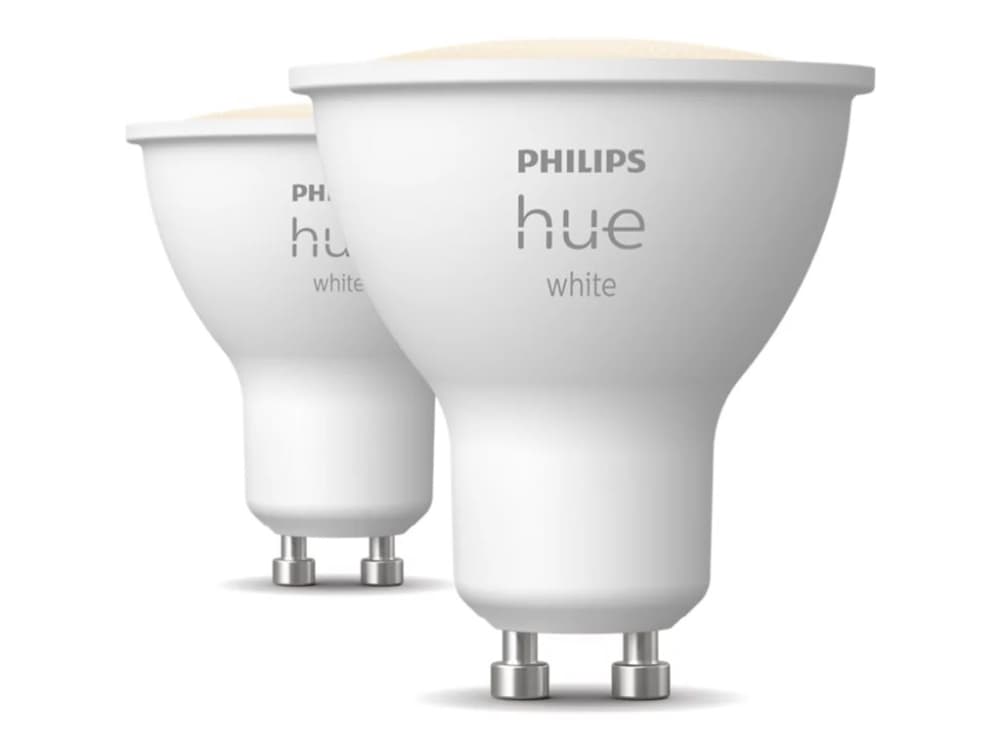 Philips Hue White - LED-spottilamppu - GU10 - 4.2 W (samanlainen 50 W) - luokka E - pehmeä lämmin valkoinen valo - 2700 K (pakkaus sisältää 2)