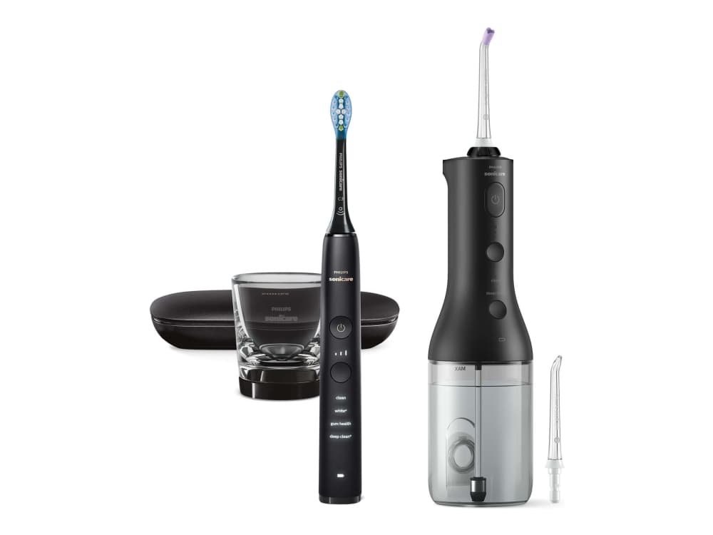 Philips Cordless Power Flosser HX3886/43 DiamondClean 9000, Aikuinen, Sonic-hammasharja, Päivittäinen käyttö, Syväpuhdistus, Ienhoito, Valkaisu, musta, Akku, Sisäänrakennettu akku