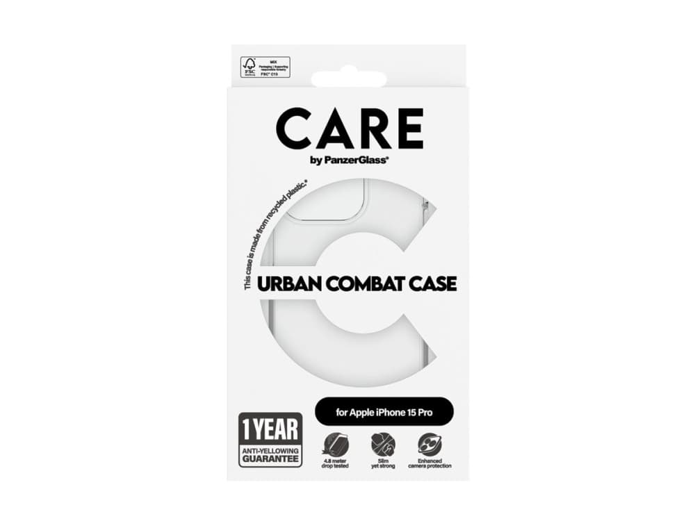 PanzerGlass CARE™ by ® Urban Combat Case Transparent iPhone 15 Pro, Suojus, Apple, Apple - iPhone 15 Pro, Läpinäkyvä