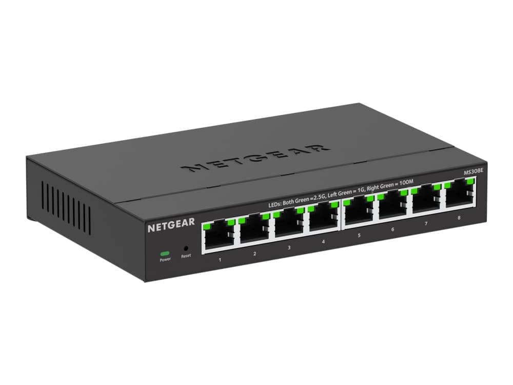 NETGEAR MS308E, Hallitsematon, 2.5G Ethernet (100/1000/2500), Täysin kaksipuolinen, Seinäkiinnitteinen