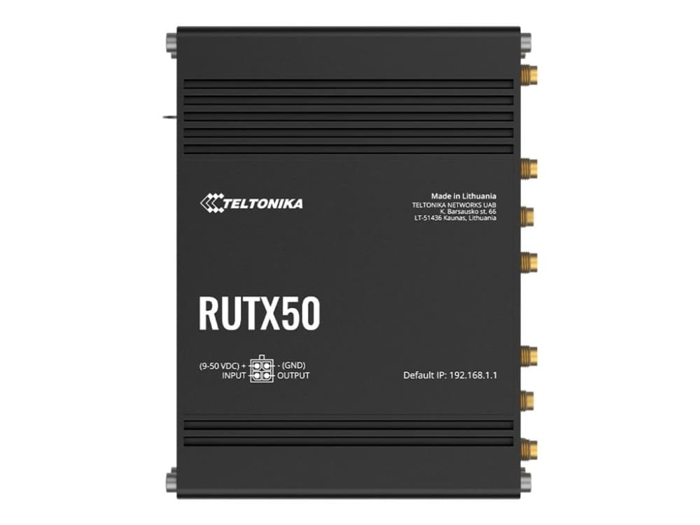 Teltonika RUTX50, Wi-Fi 5 (802.11ac), Ethernet LAN, 5G, Ruostumaton teräs, Kannettava reititin