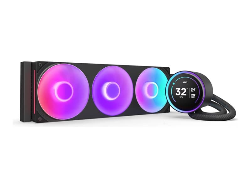 NZXT Kraken Elite 360 RGB, All-in-one nestejäähdytin, 12 cm, 75,12 kuutiometriä/min, musta