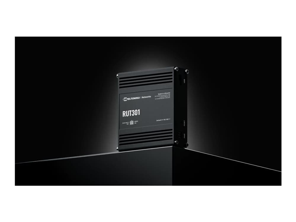 Teltonika RUT301 (EU) Ethernet-reititin, Mobiiliverkon reititin, Musta, Alumiini, Teollisuus, LAN, Virta, Tila, WAN, Fast Ethernet, Nopea Ethernet