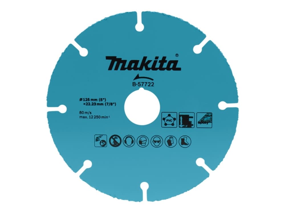 Makita B-57722, levyleikkuri, Tasainen keskiosa, Makita, 12,5 cm, 80 m/s, 12250 RPM