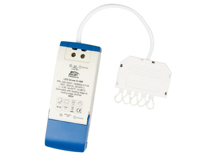 Ohjain 230V himmennettävä 9-18W 350mA.