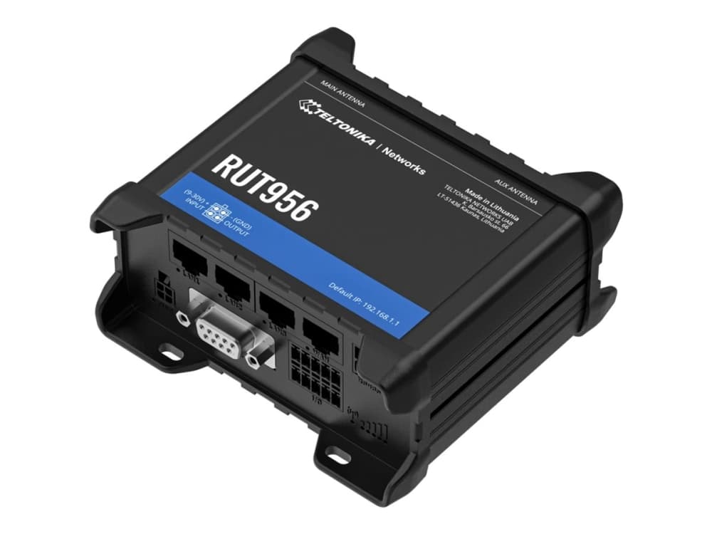 Teltonika RUT956, Matkapuhelinverkon reititin, Musta, Alumiini, Muovi, DIN-kisko, Teollinen, Nopea Ethernet