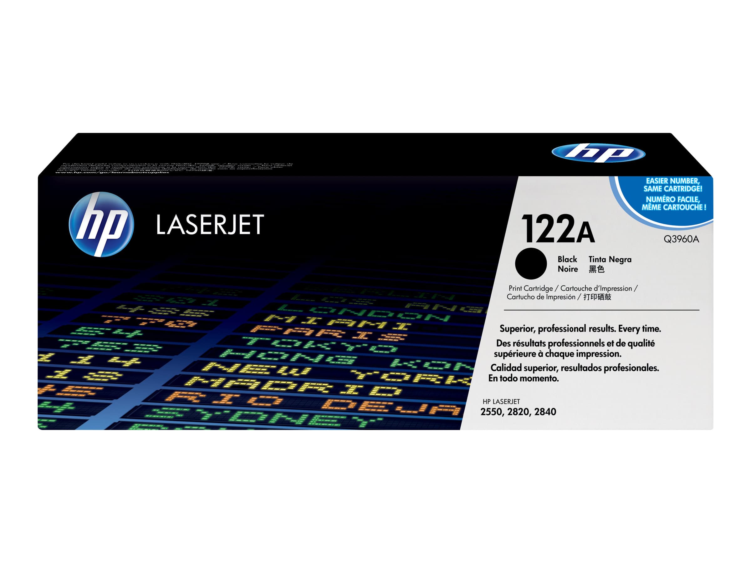 HP 122A - Lajittelu - alkuperäinen - LaserJet - tonerpatron (Q3960A) - Color LaserJet 2550L, 2550Ln, 2550n, 2820, 2830, 2840 - värillisille LaserJet 2550L, 2550Ln, 2550n, 2820, 2830, 2840