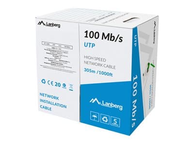 Lanberg - Irtokaapeli - 305 m - 5,2 mm - UTP - CAT 5e - kiinteä - vihreä - kiinteä - vihreä