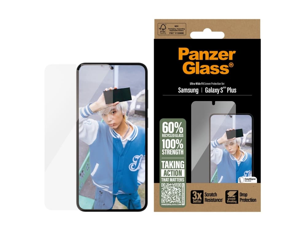 PanzerGlass ® Screen Protector Samsung Galaxy S25+ | S24+ | Ultra-Wide Fit, Samsung, Samsung - Galaxy S25+, Samsung - Galaxy S24 Plus, Asennus kuivana, Naarmuuntumisenkestävä, Iskunkestävä, Läpinäkyvä, 1 kpl
