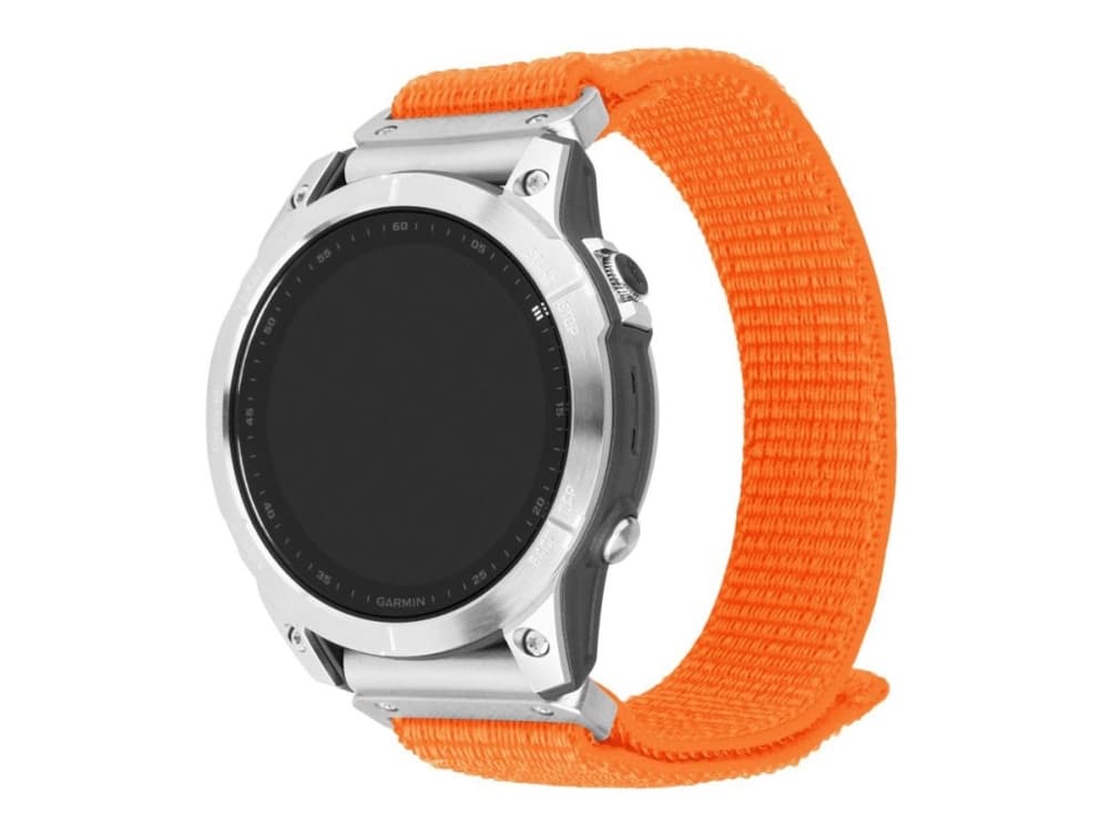 FIXED Nylon Sporty Strap, Hihna, Älykello, Oranssi, Garmin, - Coros Vertix 2 - Garmin D2 Bravo, D2 Delta PX, D2 Charlie - Garmin Descent Mk1, Descent Mk2 and..., Nailon