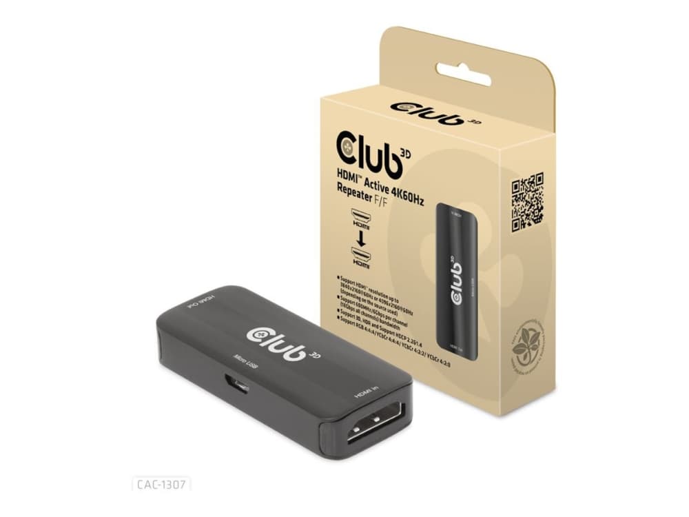 CLUB3D CAC-1307, 4096 x 2160 pikseliä, AV-toistin, Langallinen, 3D, musta, HDCP