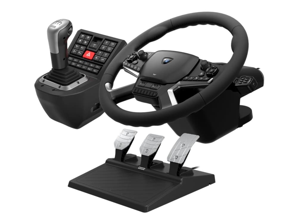Hori Force Feedback Truck Control System, Ohjauspyörä + polkimet + ohjain, PC, D-pad, 1800°, Langallinen, USB