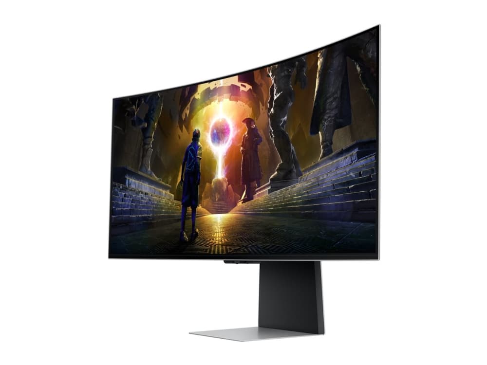 Samsung Odyssey OLED G8 S34DG850SU S34DG850SU - G85SD-sarja - OLED-monitori - Smart - pelinäyttö - kaareva - 34 - 3440 x 1440 UWQHD @ 175 Hz - 250 cd/m² - 1000000:1 - HDR10, HDR10+ - 0.03 ms - 2xHDMI, DisplayPort - kaiuttimet - hopea - hopea