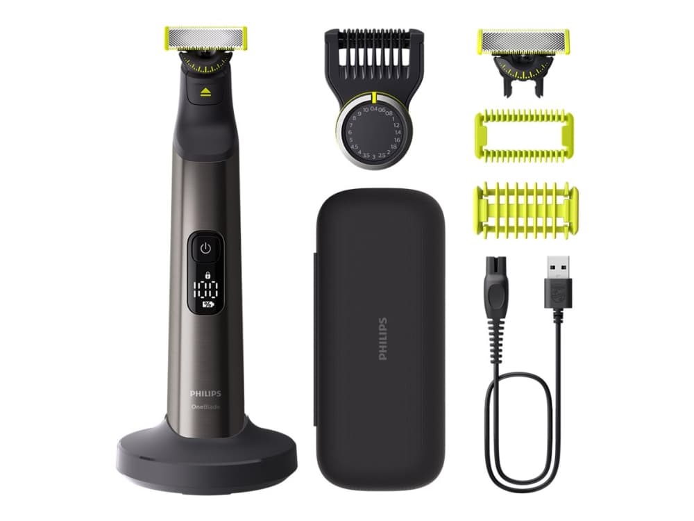 Philips OneBlade Pro 360 QP6652/61 Face + Body, Sisäänrakennettu näyttö, Pestävä, Akku, Kromi
