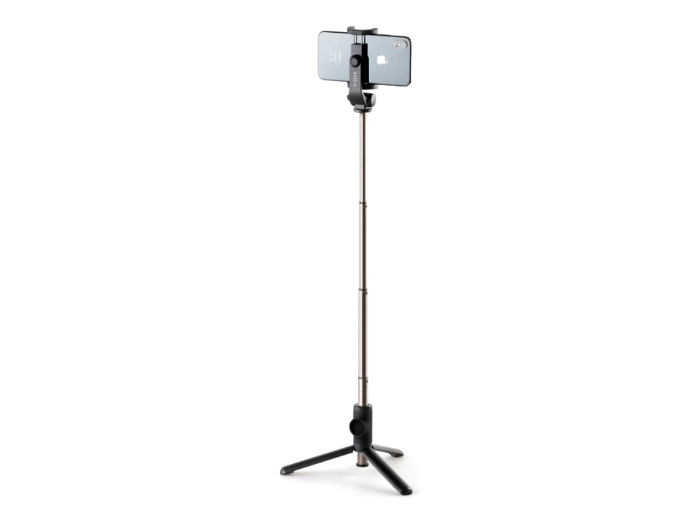 Kiinteä kiinteä selfiekeppi jalustalla Snap Lite 155 g Alumiiniseos 56 cm Kyllä Ei Soveltuu: 50-90 mm leveille puhelimille Bluetooth-laukaisuetäisyys: 10 m Selfiekepin kuormitus: 1000 g Irrotettava Bluetooth-kaukosäädin vaihdettavalla akulla Ei
