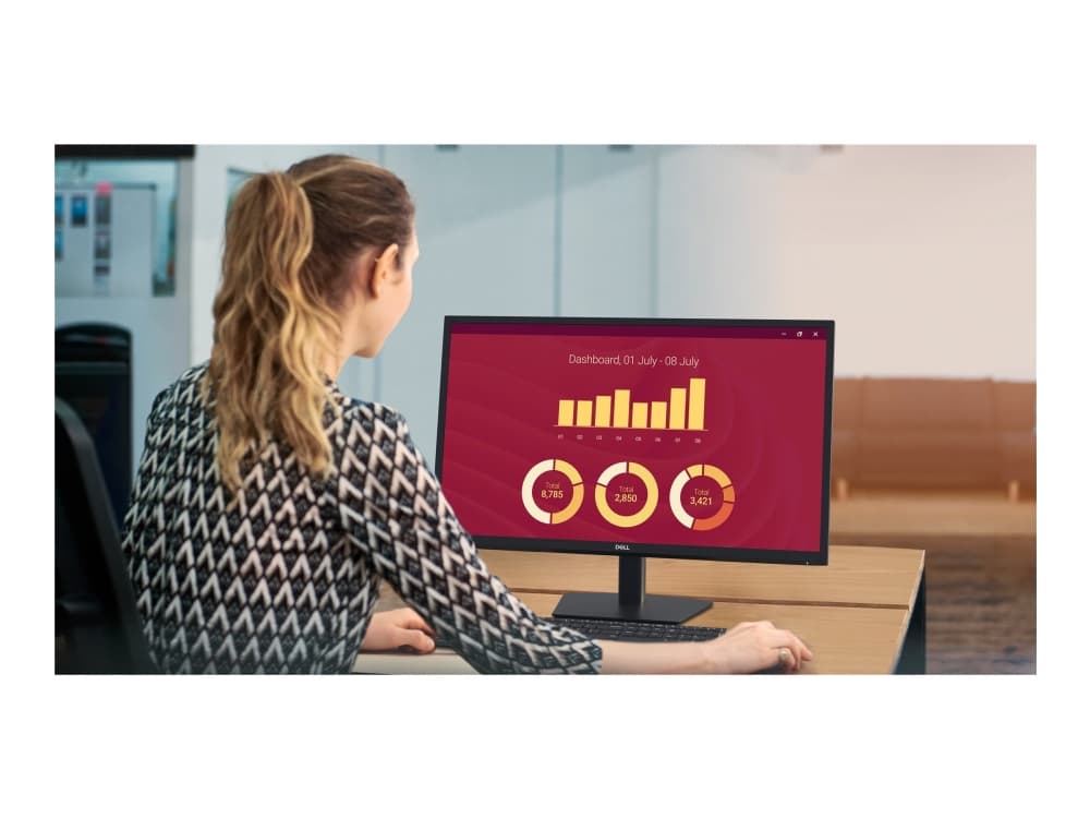 Dell E2725H - LED-monitori - 27 - 1920 x 1080 Full HD (1080p) @ 75 Hz - VA - 300 cd/m² - 3000:1 - 5 ms - VGA, DisplayPort - BTO - 3 vuoden laajennetulla vaihtopalvelulla ja rajoitetulla laitteistotakuulla varustettuna