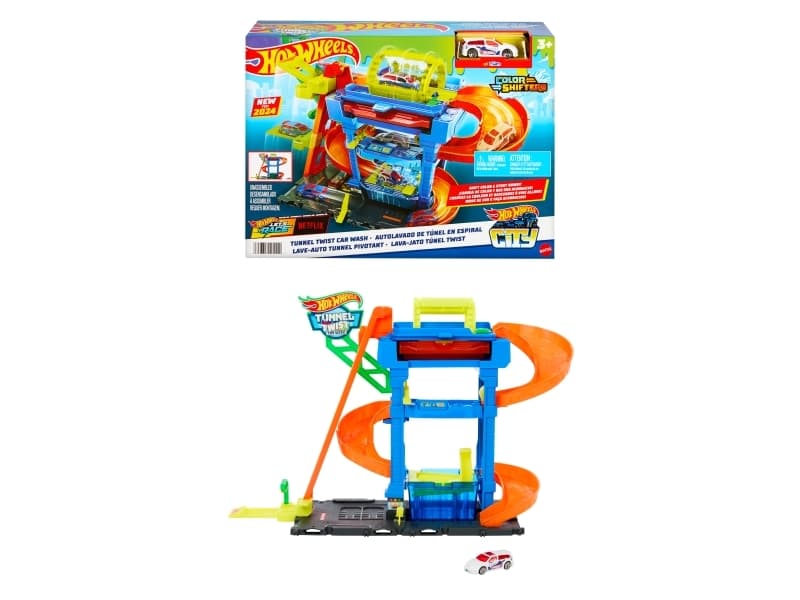 Mattel Hot Wheels City Tunnel Twist car wash, play building