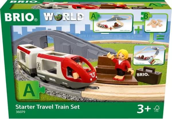 BRIO Starter matkajunasarja, Juna ja ratasarja, 3 vuotta, Muovi, Puu, Monivärinen