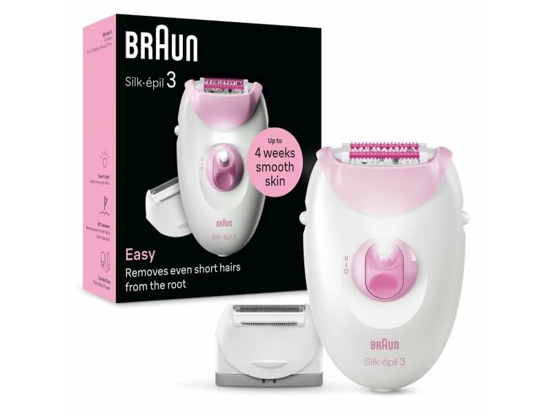 Braun Silk-épil 3 3-031, Vaaleanpunainen, Valkoinen, 20 pinsettiä, SoftLift, AC, Saksa