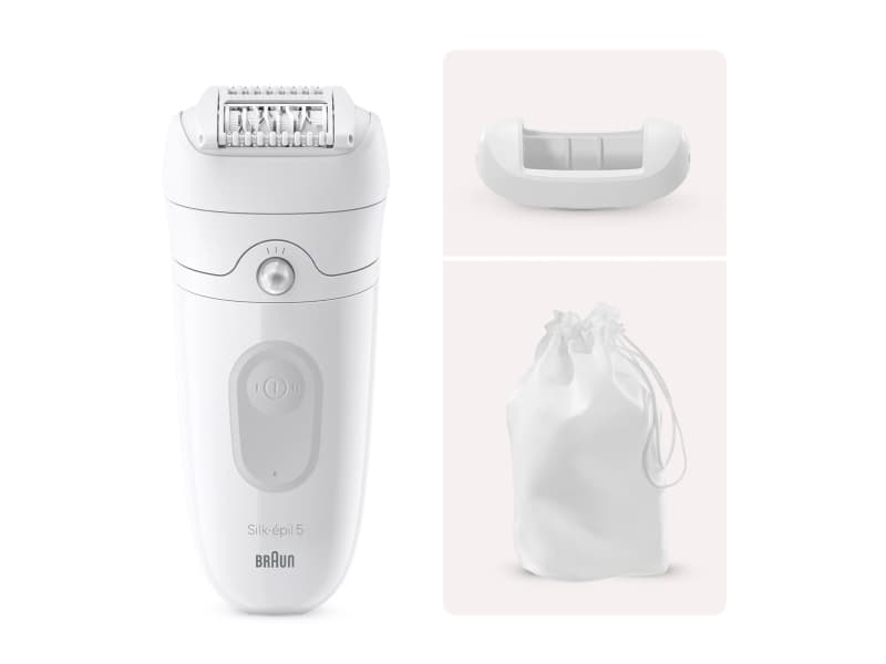 Braun Silk-épil 5 5-011, valkoinen, MicroGrip, Saksa, 0,5 mm, akku