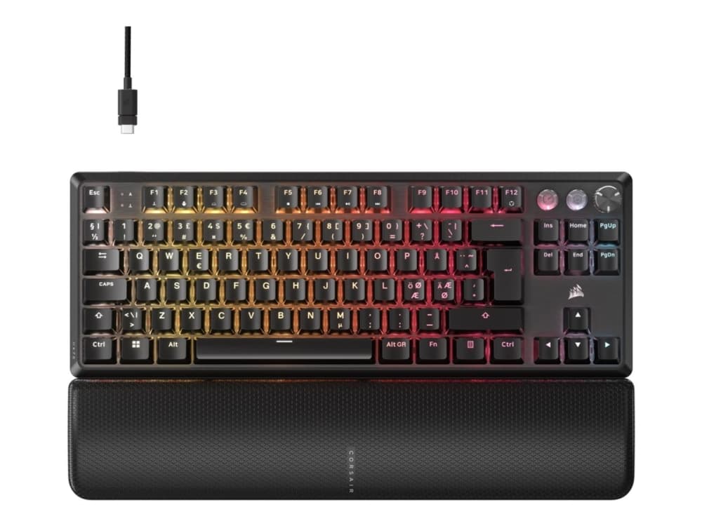 Corsair K70 PRO TKL, Tenkeyless (80–87 %), Langallinen, USB, Magnetic-mechanical key switch, RGB LED, musta