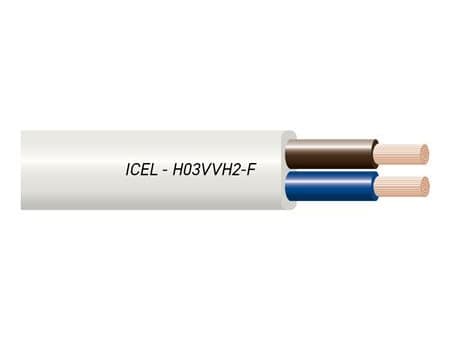Lattakaapeli, PVC 2x0,75 mm² PKLF musta 300/300V rengas, kaapelin halkaisija 3,8x6,3 mm - (100 metriä)