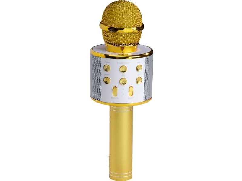 Bluetooth Karaoke Mikrofon med inbyggd högtalare. Guld
