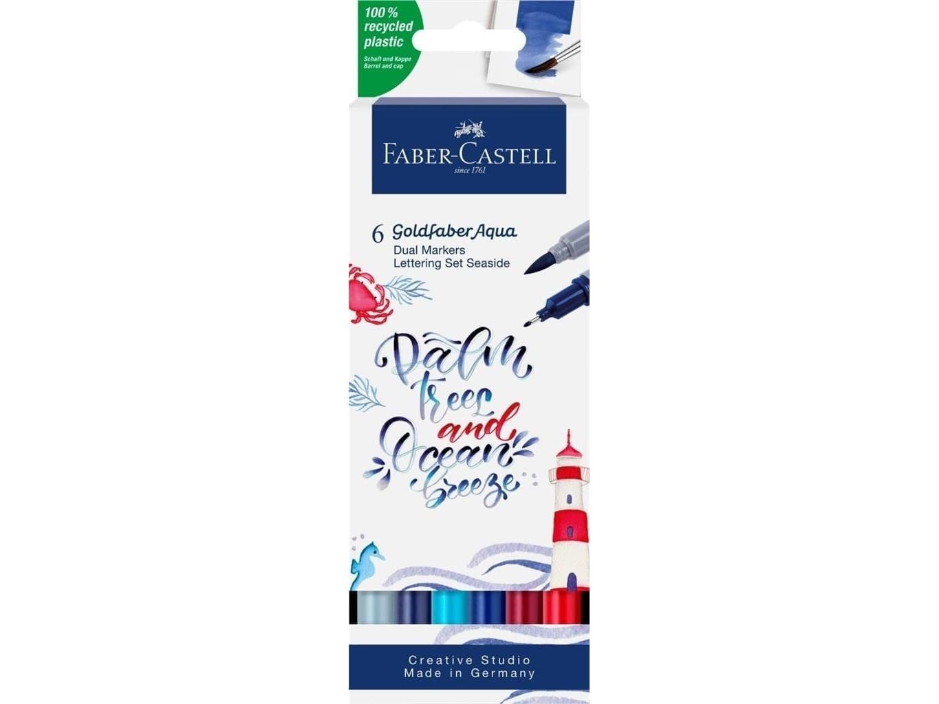 Faber-Castell 164519, Monivärinen, Monivärinen, 6 väriä, Hienojakoinen, Harjas/ohut pää, Pyöreä